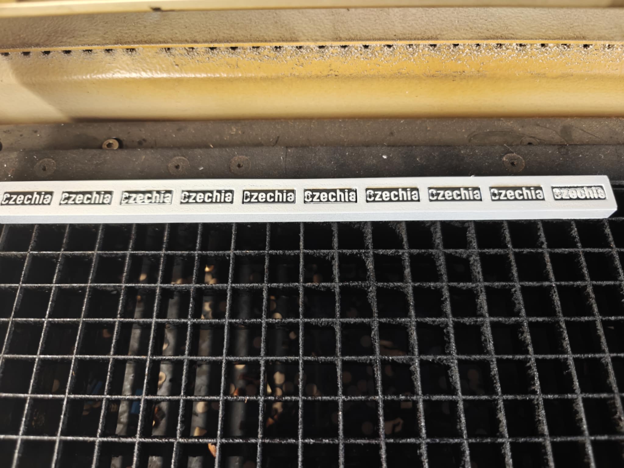 mass chip engraving and painting with a rig in a laser cutter